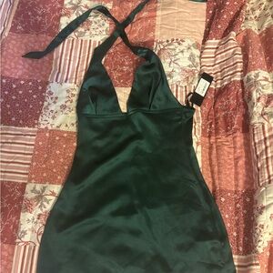 Motel Rocks Green Satin Dress